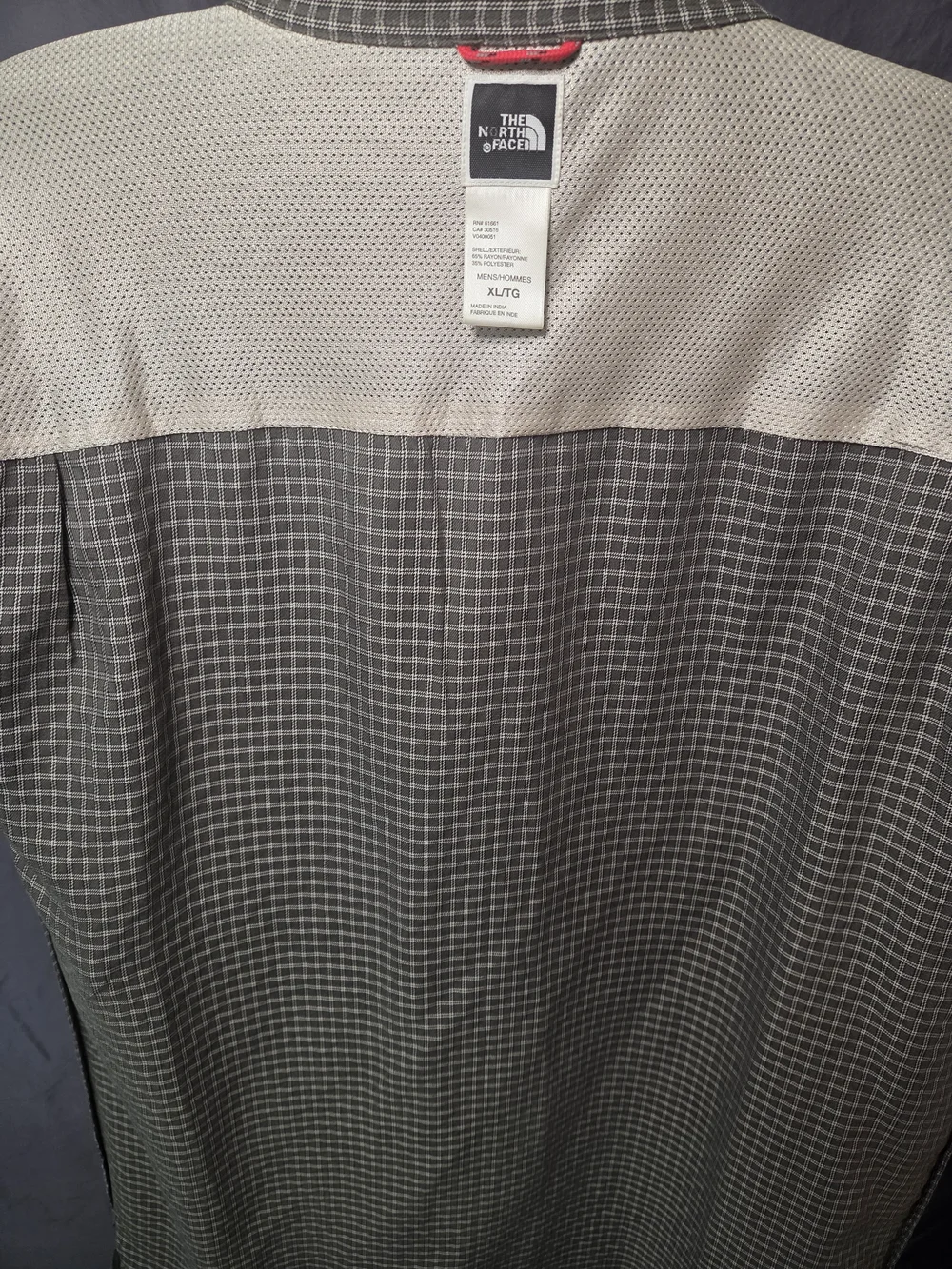 The North Face Men's Gray Check Button-Down Shirt